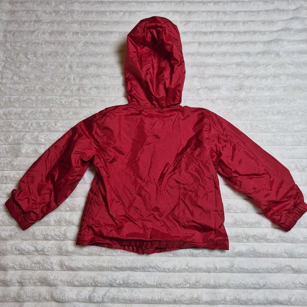 Tommy Hilfiger Toddler Red Star Windbreaker Hooded Jacket Striped Lining 3T